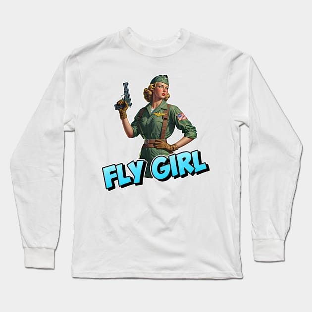 Fly Girl Long Sleeve T-Shirt by Rawlifegraphic